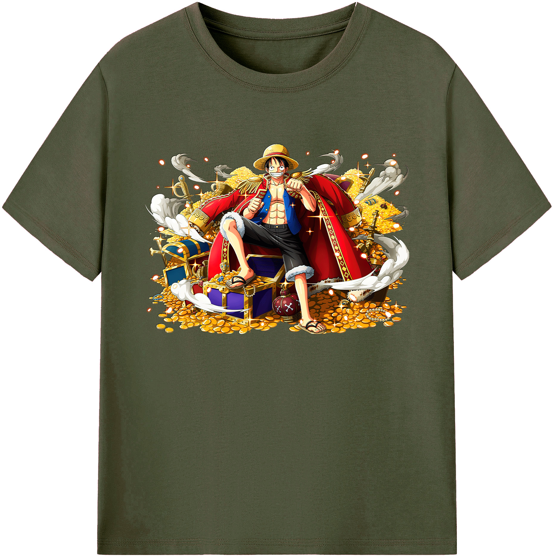 ワンピース モンキー・D・ルフィ ONE PIECE Monkey D. Luffy 綿100％ メンズ半袖Tシャツ｜肌触りやわらか＆通気性